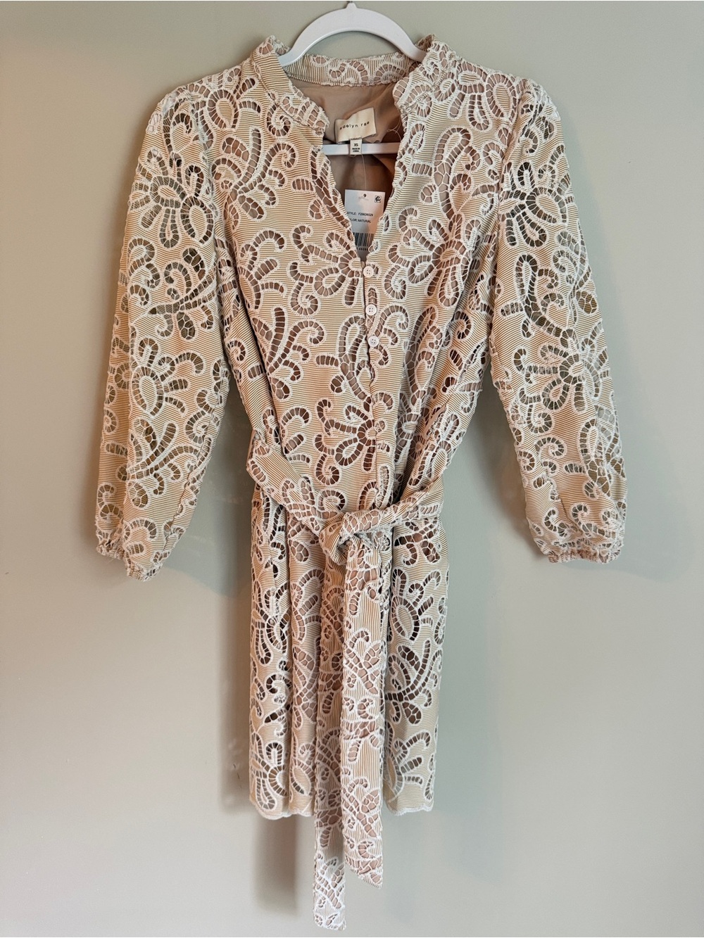 NWT Adelyn Rae Lace Overlay Belted Dress XS wedding feminine